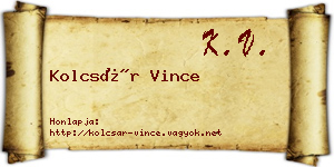 Kolcsár Vince névjegykártya