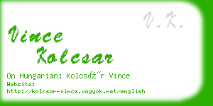 vince kolcsar business card